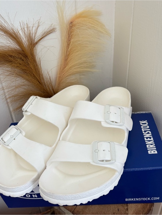 Birkenstock Shoes - Birkenstock White Two-Strap EVA Slip-On Sandals L11 M9